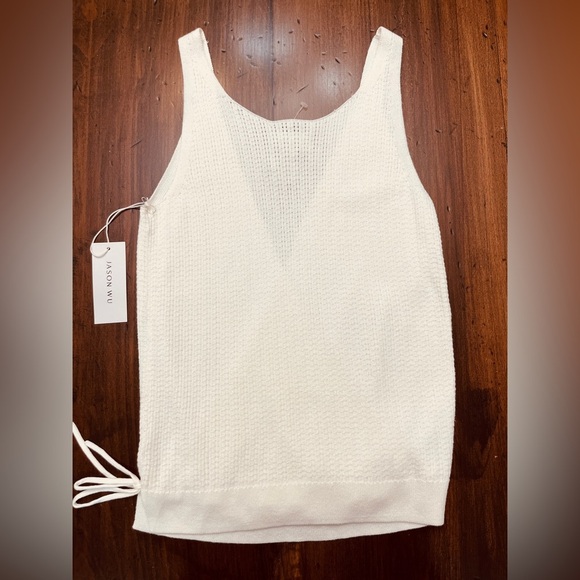Jason Wu Wrap Front Top Tank Size XS Cream Knit Preppy Summer Spring Soft NWT - Picture 2 of 8